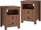 T4TREAM Farmhouse Nightstand Set of 2 with Charging Station, Rustic End Table with 2 Drawers, Storage Open Shelf for Bedroom, Living Room, Wood Side Table, Reclaimed Barnwood
