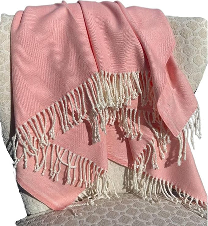 Alashan Cotton Acrylic Adirondack Herringbone Woven Throw (Pink Carnation)