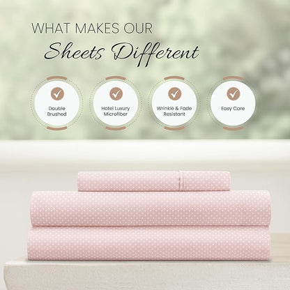 Linen Market 3 Piece Twin Bedding Sheet Set (Pink Hearts) - Sleep Better Than Ever with These Ultra-Soft & Cooling Bed Sheets for Your Twin Size Bed - Deep Pocket Fits 16" Mattress