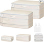 Comforter Storage Bag - Large Capacity Bedding Storage Bags Ultra Space Saving Self Compression Organizer, Washable Compression Bags for Storage Comforter Blanket Duvet Pillow, 2-Pack, Beige