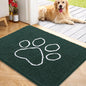 OLANLY Dog Door Mat for Muddy Paws 40x32, Paw Print Design, Absorbs Moisture and Dirt, Absorbent Non-Slip Washable Doormat, Quick Dry Chenille Mud Mat, Entry Indoor Entryway Carpet, Blackish Green