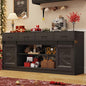70” Large Long Buffet Sideboard Cabinet w/4 Drawer,Farmhouse Buffet Storage Cabinet,Sliding Door,Buffet Coffee Bar Cabinet, Credenza for Living Room,Black