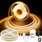 65.6ft COB LED Strip Light Warm White, High Bright LED Strips with 320LEDs, RF Remote and UL Power Supply, 2700K Dimmable LED Lights for Bedroom,Kitchen, DIY Home Decoration, 2 Rolls of 32.8ft