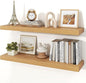 Floating Shelves for Wall, 9.3" Deep Wall Mounted Wood Shelves for Bathroom, Bedroom, Living Room, Kitchen, Hanging Shelf for Books/Storage/Room Decor (Oak, 36")