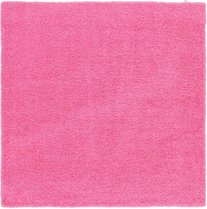 Unique Loom Solid Shag Collection Area Rug (8' Square, Taffy Pink)