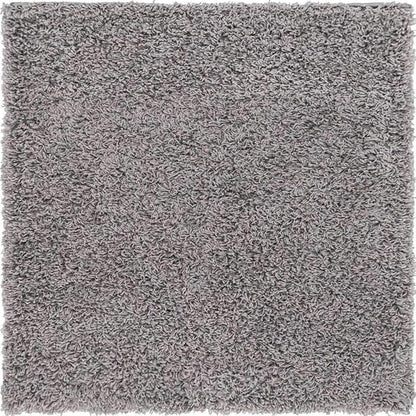 Unique Loom Solid Shag Collection Area Rug (3' 3" Square, Cloud Gray)