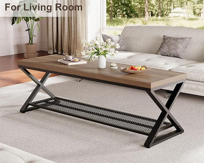 LVB Entryway Bench, Indoor Shoe Bench with Storage and Seating, Wood Metal Storage Bench for Bedroom Living Room, Farmhouse Shoe Rack Bench for Sitting in Hallway Foyer Entrance, Rustic Oak, 47 inch