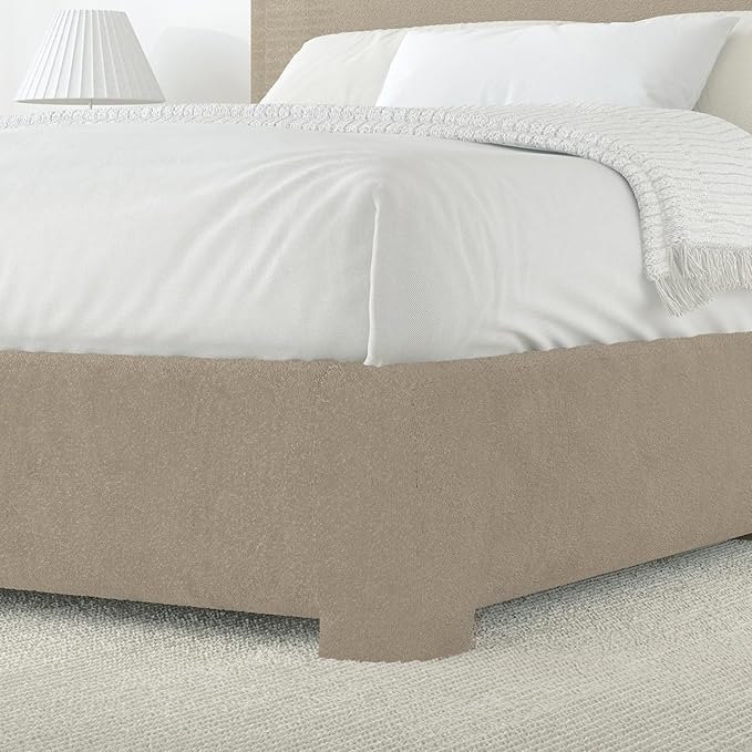 BarnFurin Full Size Bed Frame,Cloud Boucle Upholstered Platform Bed Frame with Headboard, Modern Style, Soft Rounded Corners, No Box Spring Required, Easy Assembly, Beige