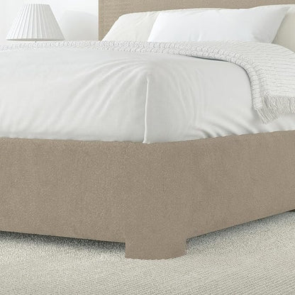 BarnFurin Full Size Bed Frame,Cloud Boucle Upholstered Platform Bed Frame with Headboard, Modern Style, Soft Rounded Corners, No Box Spring Required, Easy Assembly, Beige
