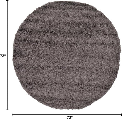 Unique Loom Solid Shag Collection Area Rug (6' 1" Round, Graphite Gray)