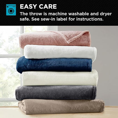 Brookstone Nap Plush Throw Blanket for Couch | Warm & Super Soft Blanket with Unmatched Heavy, Dense, and Ultra-Comfy Throw | Luxurious Drape, Cozying Up on a Sofa, Chair | Blush