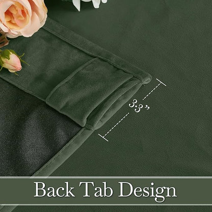 RYB HOME Elegant Green Velvet Curtains 84 inches Long, Light Blocking, Thermal Insulated, Stylish Back Tab Velvet Drapes for Cozy Home Aesthetics, 52" W x L96 L, 2 Panels Set