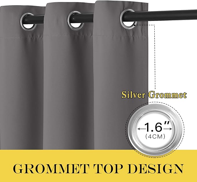 NICETOWN Blackout Curtain Panel for Bedroom - Window Treatment Thermal Insulated Solid Grommet Blackout Drape for Living Room (1 Panel, 52 by 45 inches, Grey)