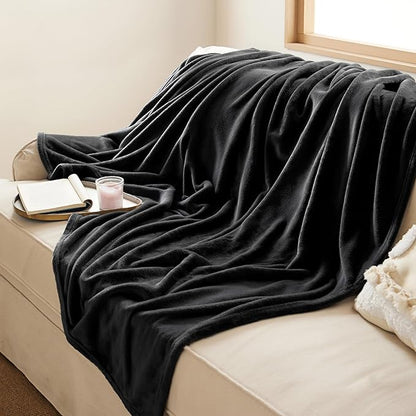 Bedsure GentleSoft Twin XL Fleece Blanket Dorm Bedding - Lightweight Soft Cozy Blankets for Bed, Sofa, Couch, Travel, Camping, Black, 66"x90"