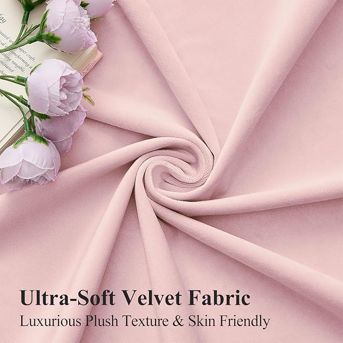 Baby Pink Velvet Curtains 84 Inches Long for Girls Bedroom, Luxury Room Darkening Thermal Insulated Blackout Curtain Window Drapes for Living Room Nursery, Back Tab Rod Pocket, W52 x L84, 2 Panels