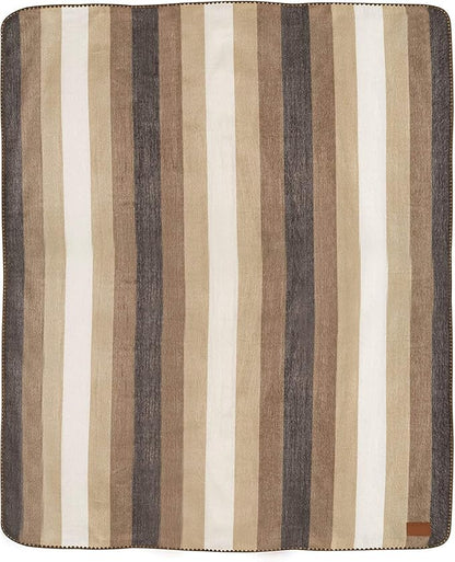 QISU Alpaca Wool Blanket Throw | Large, Beautiful, Warm, Stripes | 85 x 65 inches | Ultra-Soft, Hypoallergenic and Breathable | Non-Itchy or Scratchy Fabric (Camel Thick Stripe)