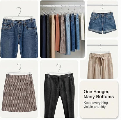 DEILSY™ Pants Hangers with Clips – Space Saving Pants Hangers - Stylish Jeans Hangers for Closet Organization - Durable Hangers for Pants, Skirts, Jeans, Shorts, Trousers - 30 Pack