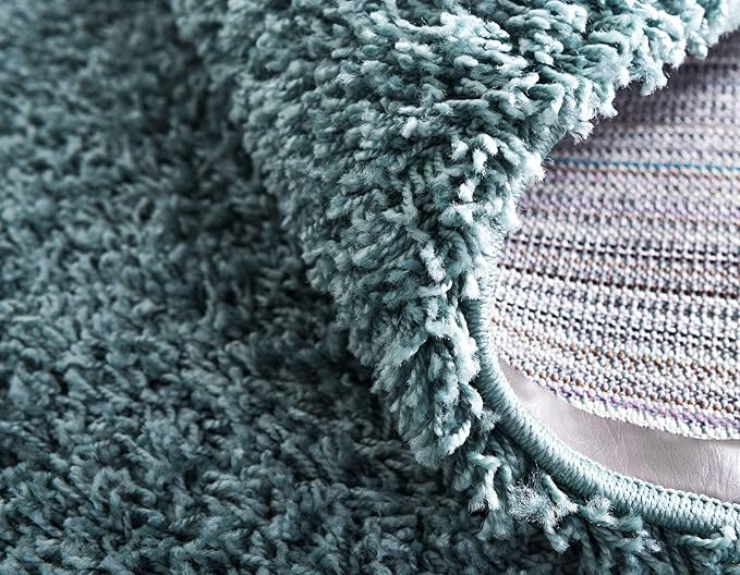 Unique Loom Solid Shag Collection Area Rug (2' 6" x 19' 8" Runner, Light Slate Blue)