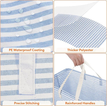 Lifewit 2 Pack Laundry Hamper Large Collapsible Laundry Basket, Freestanding Waterproof Cloth Hamper with Easy Carry Handles in Laundry Room Bedroom Bathroom Dorm for Adult, Grey&Blue, 2 x 100L