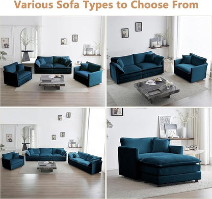 mikibama 41.4 Inch Single Seat Sofa, Chenille Comfy Deep Upholstered Couch Armchair with Toss Pillow for Living Room Bedroom Office Apartment, Blue