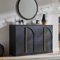 ACCOHOHO Arched Dresser for Bedroom with 6 Drawers, 47.3" Wide Modern Chest of Drawers with Rounded Edge & Metal Handles, Wood Storage Closet Dressers TV Stand for Living Room, Hallway, Black