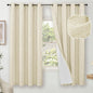 Cream 100% Blackout Curtains for Bedroom 63 Inch Length 2 Panels, Thermal Insulated Complete Light Blocking Noise Reducing Linen Window Curtains for Nursery, Bronze Grommet, Each 52" Wide