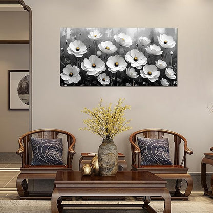 Prepeyssee Black and White Botanical Wall Art floral wall decor for Bedroom Living Room Office Modern Artwork Canvas Prints 24x48 Inch