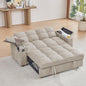 65" Cloud Couch Sleeper Sofa Bed with USB Charging Port & Side Pocket, Chenille Fabric Pull-Out Sofa with Thick Cushions, High Resilience Foam & Pillows for Living Room, Apartment, Small Spaces