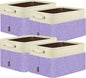 BALEINE 4 Pack Fabric Storage Bins for Shelves, Linen Storage Baskets for Organizing, Decorative Closet Bins for Clothes, Home (Lavender, 15''x11''x9.5'')