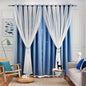 Star Double Layer Blackout Curtains for Bedroom, Kids - Cute, 108 Inches Long, 2 Panels Set, Blue, 42 X 108 Inches
