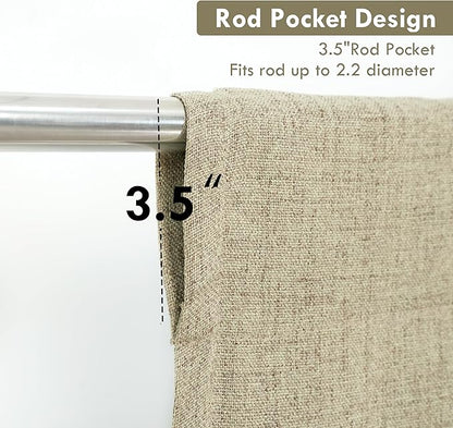 DriftAway Double Layer Linen Blackout Tie Up Curtains Thermal Insulated Fully Lined Balloon Roman Shade Bathroom Window Adjustable Rod Pocket for Small Window 31 Inch by 47 Inch Light Khaki Linen