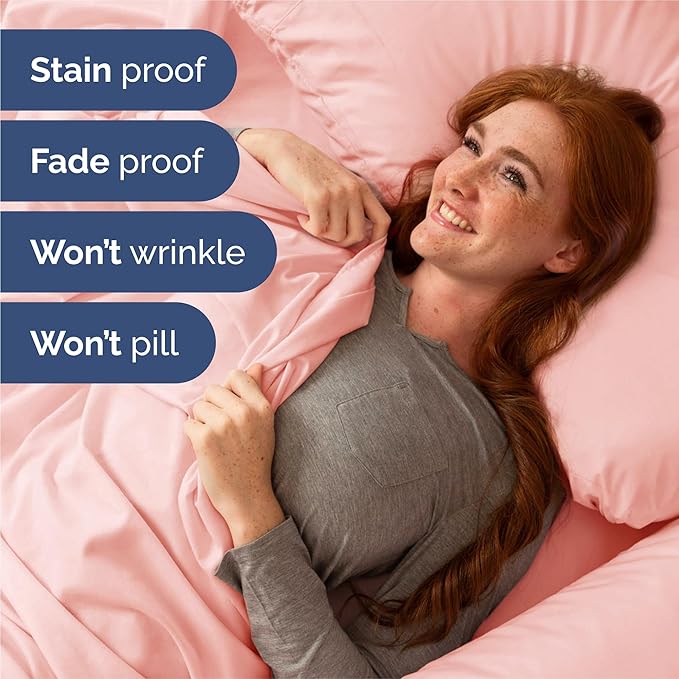 King 6 Piece Sheet Set - Cooling, Comfy & Breathable - Hotel Luxury Bedding, Includes Fitted Sheet for Women, Men, Kids & Teens - 1 Flat, 1 Fitted Sheet, 4 Pillowcases with Deep Pockets - Baby Pink