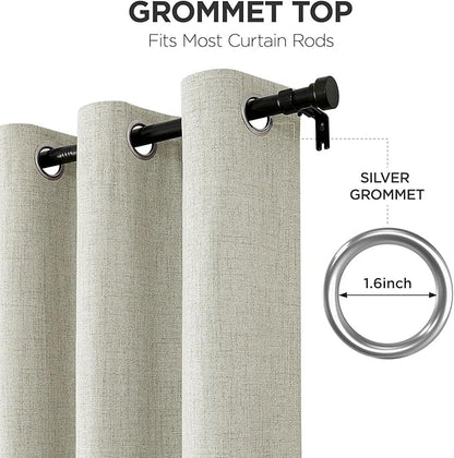 Joydeco Blackout Curtains 72 Inches Long 2 Panels Burg, Room Darkening Curtains for Bedroom, 100% Black Out Textured Thermal Drapes Privacy Protection 2 Panels Set(W52 x L72 Inch, Light Beige)