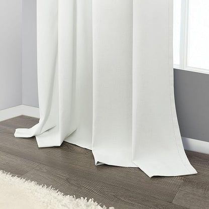 120 Inches Extra Long Curtains for Living Room 2 Panels Faux Linen Darkening Insulated Thermal 100% Blackout Drapery Ceiling Curtain for Large Big Window Treatments Ideas Drapes Off White Ivory 52x120