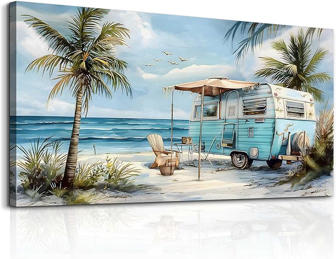 ERQINHUA Large Wall Art For Living Room Canvas Wall Decor For Office Bedroom Decorations Marine Beach Landscape Painting Artwork Modern Beach Posters Aesthetic Home Decor Wall Pictures 24"x48"