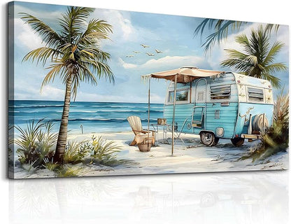ERQINHUA Large Wall Art For Living Room Canvas Wall Decor For Office Bedroom Decorations Marine Beach Landscape Painting Artwork Modern Beach Posters Aesthetic Home Decor Wall Pictures 24"x48"