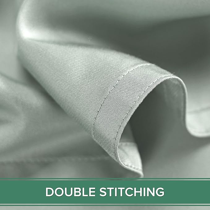 Pure Bamboo Twin Sheets, Genuine 100% Organic Viscose Derived from Bamboo Bed Sheet Set, Luxuriously Soft & Cooling, Double Stitching, 2 Year Quality Promise (Twin, Sea Glass)
