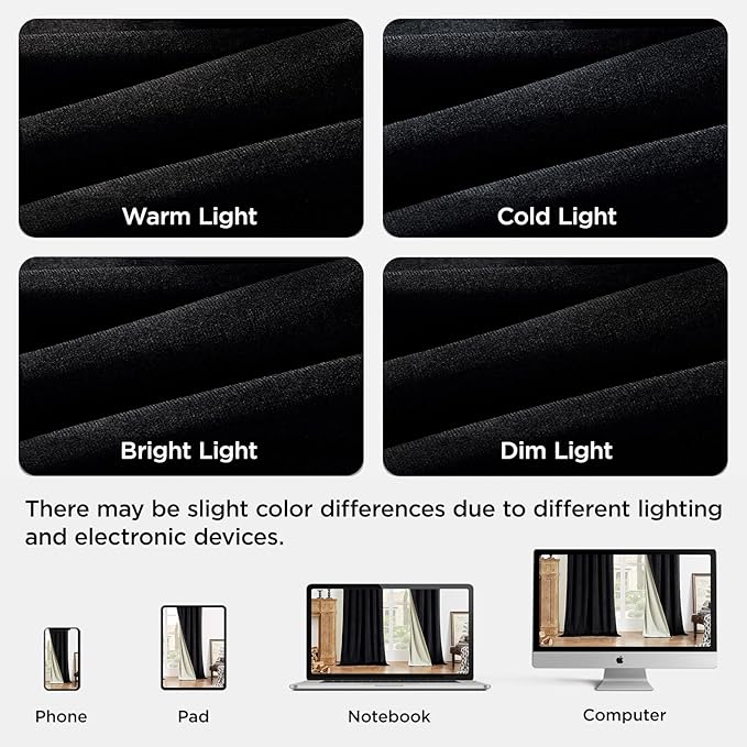 Joydeco Black 100% Blackout Curtains 90 Inch 2 Panels, Luxury Thermal Insulated Black Velvet Curtains for Bedroom Living Room, Soundproof Blackout Window Drapes, Grommet Top (52W x 90L)