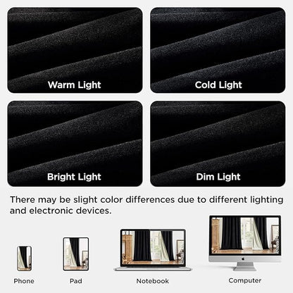 Joydeco Black 100% Blackout Curtains 72 Inch 2 Panels, Luxury Thermal Insulated Black Velvet Curtains for Bedroom Living Room, Soundproof Blackout Window Drapes, Rod Pocket & Back Tab (52W x 72L)