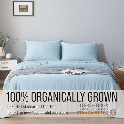 Bella Coterie Luxury Bamboo Viscose Split King Size Sheet Set | 2 Fitted Sheets for Sleep Number & Adjustable Beds | 100% Organically Grown | Cooling & Ultra Soft | 18” Deep Pocket [Coastal Blue]
