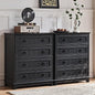 Farmhouse 4 Drawer Dresser for Bedroom Set of 2, 35" Tall Small Dressers & Chest of Drawers, Rustic Wood Dresser with Metal Handle, Storage Organizer Closet for Living Room, Hallway, Entryway