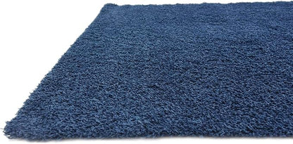 Unique Loom Solid Shag Collection Area Rug (8' 2" Square, Sapphire Blue/ Navy Blue)