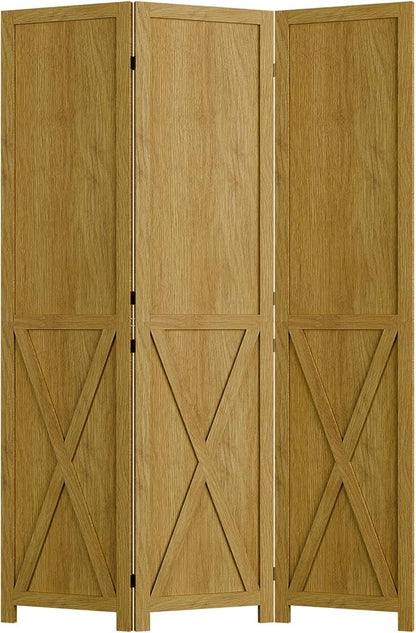 Cozy Castle Wood Room Divider, 3 Panel 66.9 Inch Privacy Screen, Folding Wall Divider, Barnwood Room Separator, Freestanding Partition, Temporary Wall for Decorative, Natural