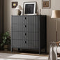 Black 4 Drawer Dresser, Modern Chest of Drawers for Bedroom, Wood Storage Dresser Organizer with Deep Drawers for Clothes, Nightstand for Bedroom, Hallway, Living Room, Entryway