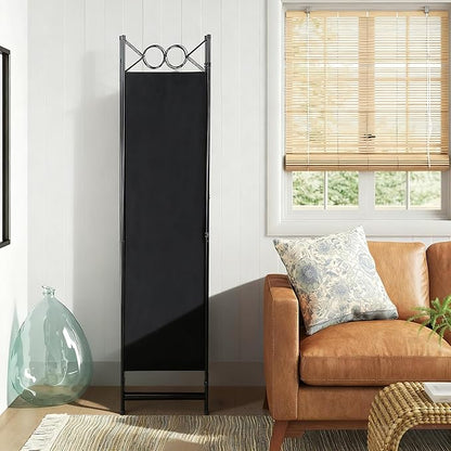FDW 4 Panel Room Divider and Folding Portable Partition Screen, 6FT Wall Divider Screen for Dorm Bedroom Office, Coal Black