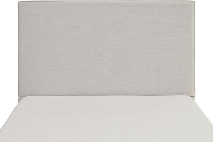 Queen Size Upholstered Bed Frame, 52" High Headboard Wingback Bedframe, Lucas Tall Headboard Floor Platform Beds, No Box Spring Needed No Noise/Minimalist, Textured Lvory Canvas Chenille