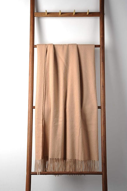 EP Mode 100% Pure Cashmere Throw Blanket for Sofa, Classic Design with Gift Box (Rugby Tan)