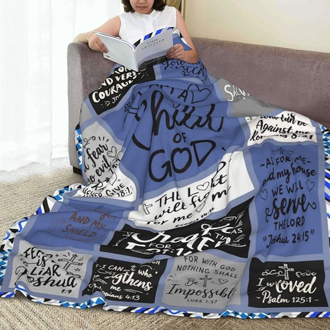 Christian Throw Blanket for Couch, Inspirational Gift for Women, Super Soft Plush Flannel Blanket, 60"x 80" Thoughts and Prayers Blankets for Bedroom Sofa Living Room Decoration