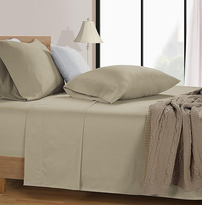 LANE LINEN 100% Cotton Twin Sheets Set- 600 Thread Count Mercerized Cotton Sheets Twin Size for Smooth Silky Finish, Ultra Soft & Comfy Hotel Like Think Twin Size Sheets Set - Linen