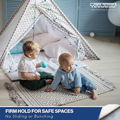 2'6 x 12' Non-Slip Rug Pad, Reversible Gripper, Non Skid Pads for Hardwood, Vinyl, Tile, Laminate Floors, Keep Area Rugs Secure, Natural Materials Safe for Indoor Flooring, ¼” Thick